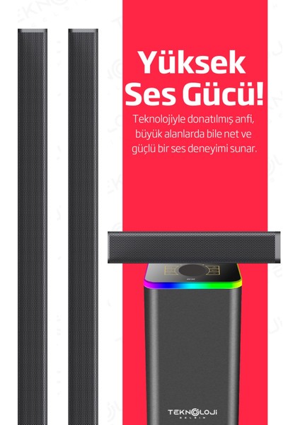 HP-TV04 5+1 Soundbar Ev Sinema Sistemi Stereo Hd Ses Kalitesi Rgb Kablolu 45W Amfi 15WX5 Soundbar modelleri