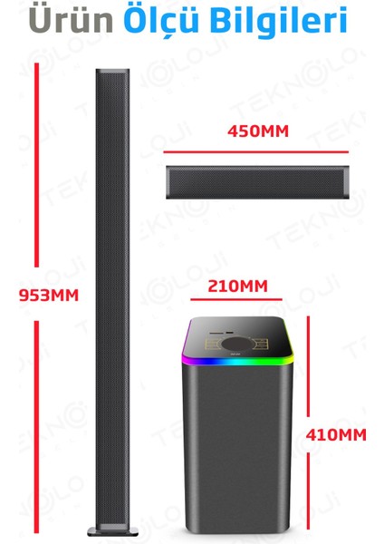 HP-TV04 5+1 Soundbar Ev Sinema Sistemi Stereo Hd Ses Kalitesi Rgb Kablolu 45W Amfi 15WX5 Soundbar