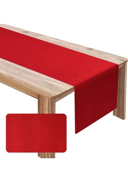 230X40 Kırmızı Uzun Runner, Yılbaşı Masa Runner, %100 Pamuk Ince Kumaş