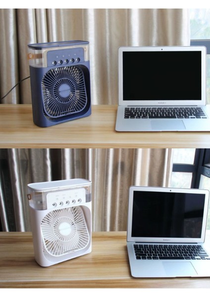 Buzlu Vantilatör Mini Fan 5 Spreyli Su Püskürtmeli 600 ml Buhar Makinesi Nemlendirici Mini Klima Rgb indirimleri