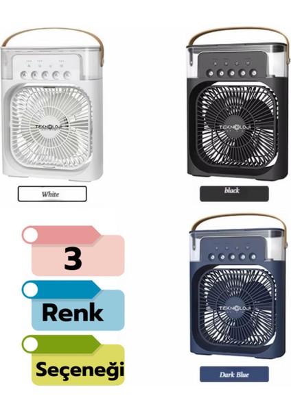 Buzlu Vantilatör Mini Fan 5 Spreyli Su Püskürtmeli 600 ml Buhar Makinesi Nemlendirici Mini Klima Rgb