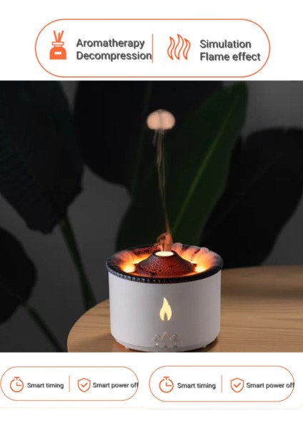 Volkanik Hava Nemlendirici Humidifier Duman Halkalı Aromaterapi Işıklı Zaman Ayarlı Ultrasonik