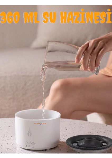 Volkanik Hava Nemlendirici Humidifier Duman Halkalı Aromaterapi Işıklı Zaman Ayarlı Ultrasonik indirimleri