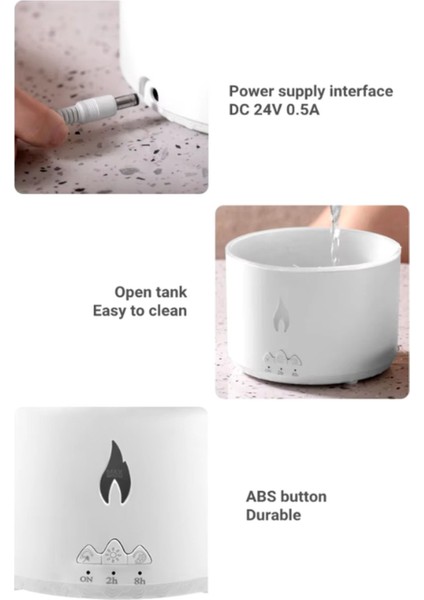 Volkanik Hava Nemlendirici Humidifier Duman Halkalı Aromaterapi Işıklı Zaman Ayarlı Ultrasonik