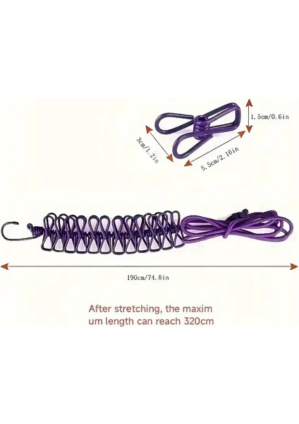 Taşınabilir 180 Cm Kancalı Çamaşır Asma Kurutma İpi 12 Mandallı Halat Klipsli Ayarlanabilir Bahçeler, Kamp ve Seyahat Için indirimleri