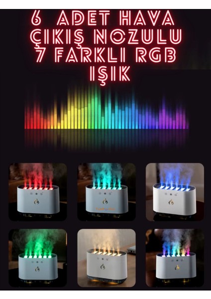 Hava Nemlendirici Humidifier 7 Rgb Işık 6 Nozzle Sese Duyarlı Dokunmatik 900ML Kapasite indirimleri