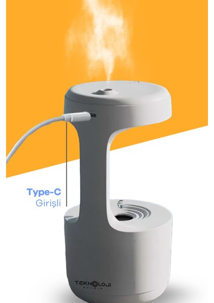Yeni Nesil Hava Nemlendirici Anti Yerçekimi Su Damlacıklı Sessiz Çalışan Buharlı Difüzör Humidifier