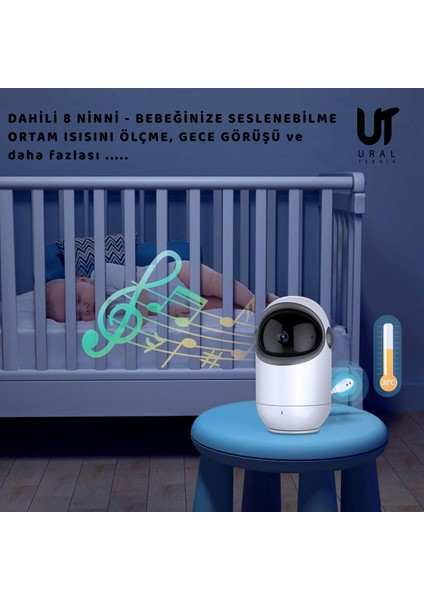 Izleme Ekranlı Gece Görüşlü Bebek Monitörü ve Izleme Kamerası Oda Isısı Nenniler Telsiz Ev Seyahat fiyatları