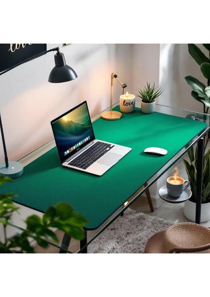 Mouse Pad Büyük Ölçü - Desk Mat Geniş Ebad - Masa Matı – 50 cm × 460 cm – Emerald Yeşil Siyah XL Mouse Pad – PU Deri - Gamer Kaymaz Taban - Ofis Masa Aksesuar