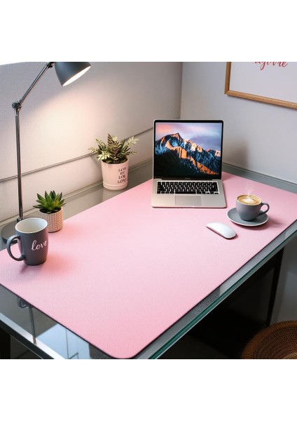 Mouse Pad Büyük Ölçü - Desk Mat Geniş Ebad - Masa Matı – 60 cm × 200 cm – Rose Pembe Siyah XL Mouse Pad – PU Deri - Gamer Kaymaz Taban - Ofis Masa Aksesuar