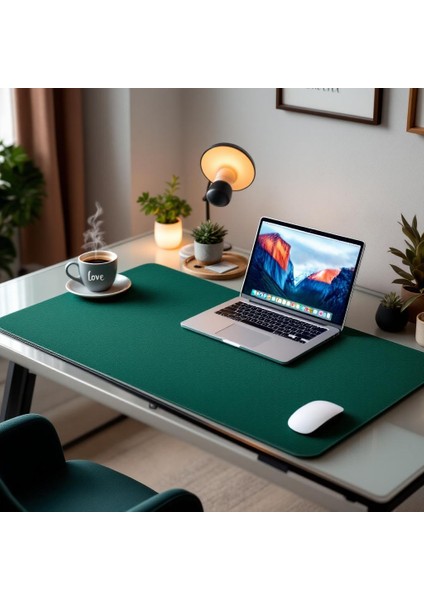 Mouse Pad Büyük Ölçü - Desk Mat Geniş Ebad - Masa Matı – 80 cm × 200 cm – Forest Yeşil Siyah XL Mouse Pad – PU Deri - Gamer Kaymaz Taban - Ofis Masa Aksesuar