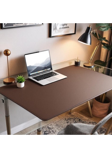 Mouse Pad Büyük Ölçü - Desk Mat Geniş Ebad - Masa Matı – 50 cm × 180 cm – Chocolate Kahverengi Siyah XL Mouse Pad – PU Deri - Gamer Kaymaz Taban - Ofis Masa Aksesuar