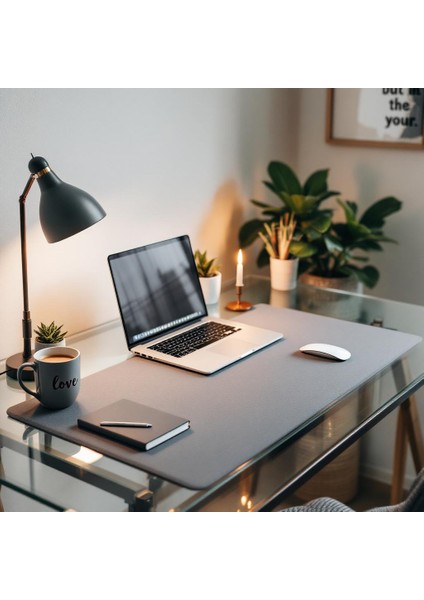 Mouse Pad - Geniş Desk Mat - Özel Tasarım Masa Matı – 140 cm × 200 cm – Charcoal Grey Mouse Pad – Premium Poliüretan Deri - Gamer Kaymaz Taban - Ofis Masa Aksesuar