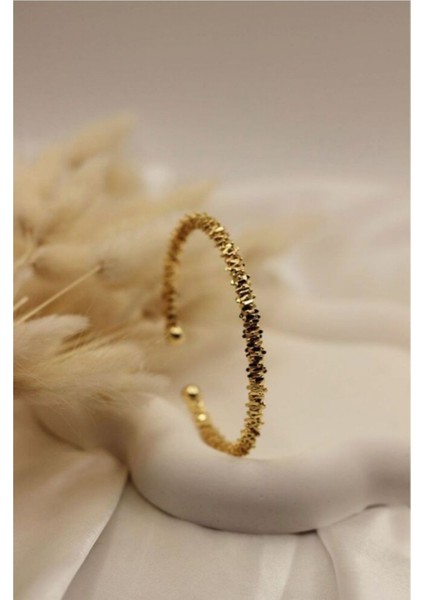 Kesme Taş Çelik Gold Bileklik