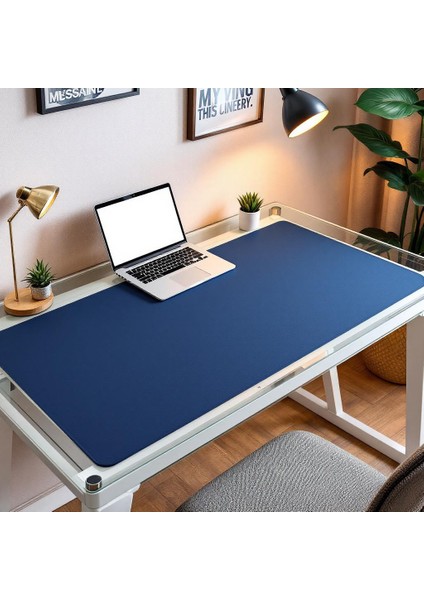 Mouse Pad Büyük Ölçü - Desk Mat Geniş Ebad - Masa Matı – 110 cm × 100 cm – Navy Mavi Siyah XL Mouse Pad – PU Deri - Gamer Kaymaz Taban - Ofis Masa Aksesuar