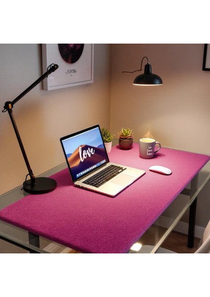 Mouse Pad Büyük Ölçü - Desk Mat Geniş Ebad - Masa Matı – 80 cm × 220 cm – Magenta Pembe Siyah XL Mouse Pad – PU Deri - Gamer Kaymaz Taban - Ofis Masa Aksesuar