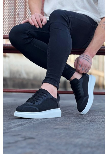 D-Erkek Siyah Triko Casual Ayakkabı WG019