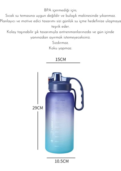 '' Superior 2 '' 2 Litre Motivasyonlu Yüksek Kapasite Tritan Su Şişesi Spor Matara - Bpa Içermez fiyatları