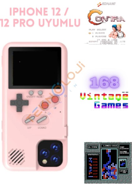 Iphone 12 / 12 Pro Kılıf Vintage Oyun Retro Atari Kılıf 168 Oyun Gameboy Telefon Koruyucu