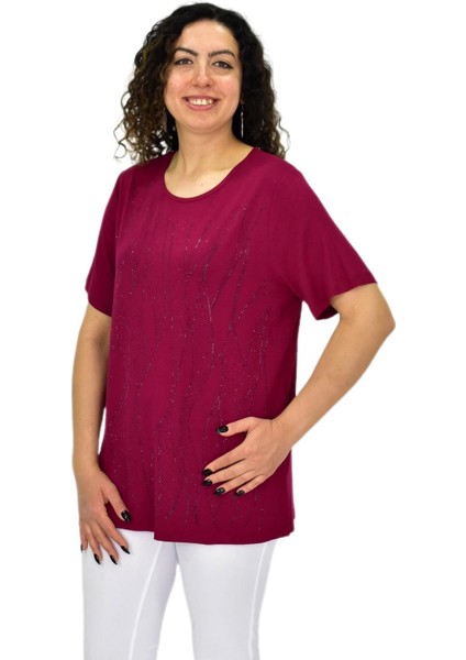 Kadın Viskon Taşlı Kısa Kol Bluz BGL-ST04679 fiyatları