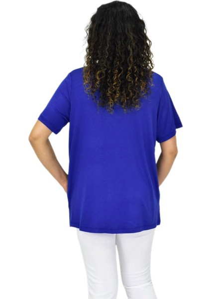 Kadın Viskon Taşlı Kısa Kol Bluz BGL-ST04679 fırsatları