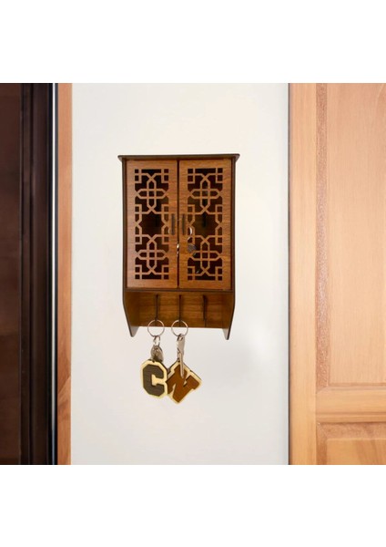 Ahşap Kutu Anahtar Askılığı, Kapı Önü Anahtar Askısı, Duvara Monte, Dekoratif Anahtar Askılığı