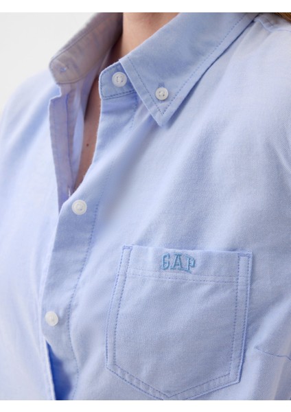 Kadın Mavi Gap Logo Oxford Gömlek
