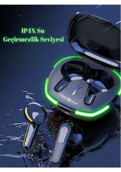 Pro 60 Bluetooth Kulaklık Kablosuz Kulakiçi Siyah Stereo Hd Ses Rgb Işıklı Ios Android Uyumlu V5.3