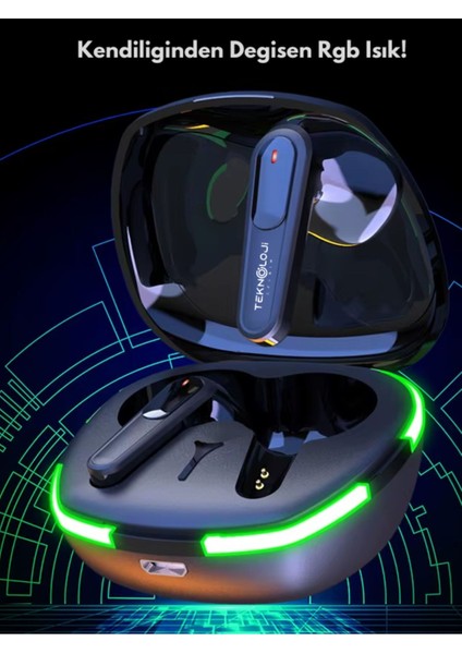 Pro 60 Bluetooth Kulaklık Kablosuz Kulakiçi Siyah Stereo Hd Ses Rgb Işıklı Ios Android Uyumlu V5.3