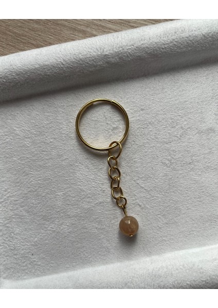 8 mm Güneş Taşı Altın Anahtarlık