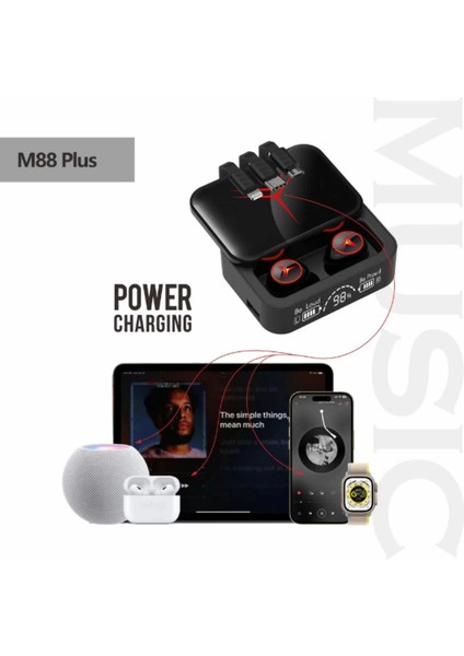 Bluetooth Kulaklık Enc ve Powerbank Özellikli Göstergeli Hd Ses Kaliteli Kablosuz Kulaklık
