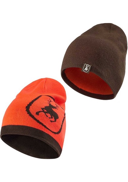 Cumberland 669 Çift Taraflı Turuncu-Kahverengi Örme Bere