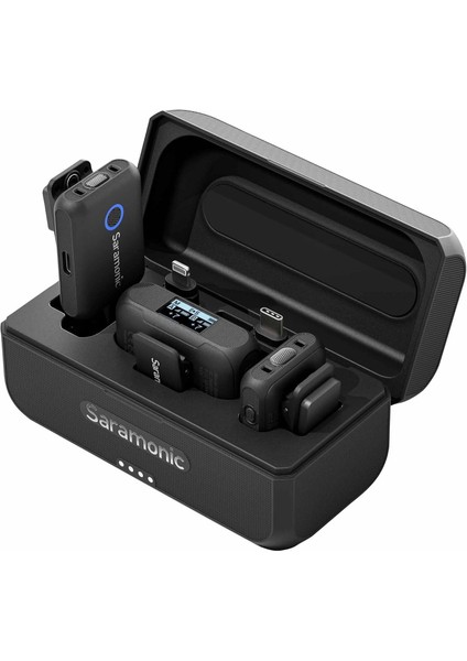 Blink 500+ B2 2 Kişilik Kablosuz Mikrofon Sistemi, Cihaz Montajlı Alıcı 3,5 Mm, Usb-C ve Yıldırım Çıkışları, Şarj Kutusu, Gürültü Önleyici ve Manyetik Montaj
