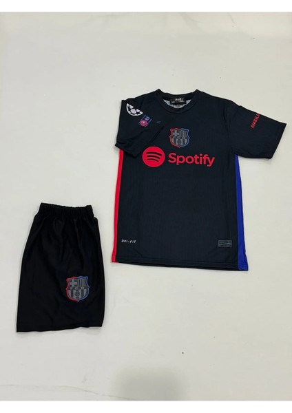 Barcelona Lamine Yamal Siyah Çocuk Tarftar Forma Takımı 4'lü Set Çorap+Bileklik Hediyeli modelleri