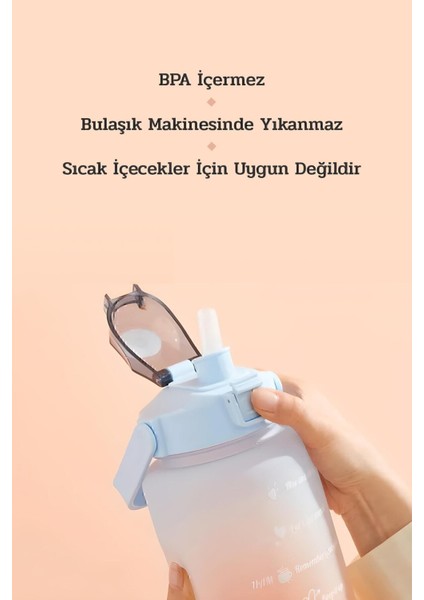 Eldorado 3lü Set Bpa Içermez Motivasyonel Su Matarası Mavi Su Matarası,su Şişesi,suluk fırsatları