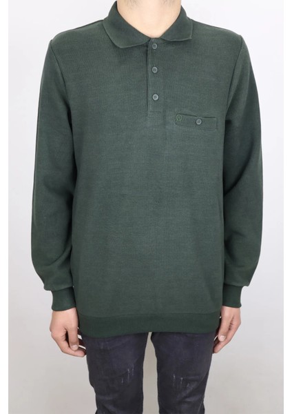 Fistan Store Erkek Klasik Kesim Rahat Kalıp Tek Cepli Polo Yaka Kışlık Kazak