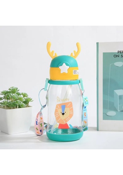 500 ml Çocuk Suluk Geyikli Çocuk Suluğu Su Matarası Bpa Free Okul Suluğu Taşıma Kayışlı Damlatmaz