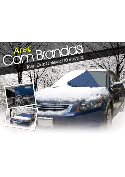 Araç Kar Buz Önleyici Büyük Boy Araç Ön Cam Brandası (150 cm x 70 Cm) (7272)