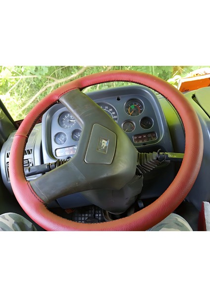 Dikişli Direksiyon Kılıfı Kırmızı Deri Siyah Dikişli Bmc Pro Fotoğraftaki Direksiyon Için