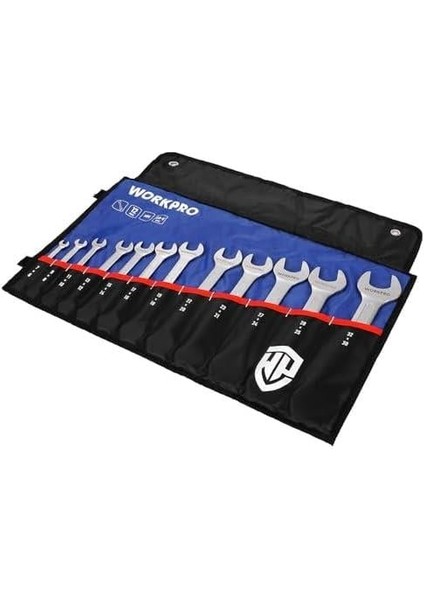 WP202507 6-32MM 12 Parça Cr-V Profesyonel Açık Ağız Anahtar Takımı + Bez Taşıma Kılıfı