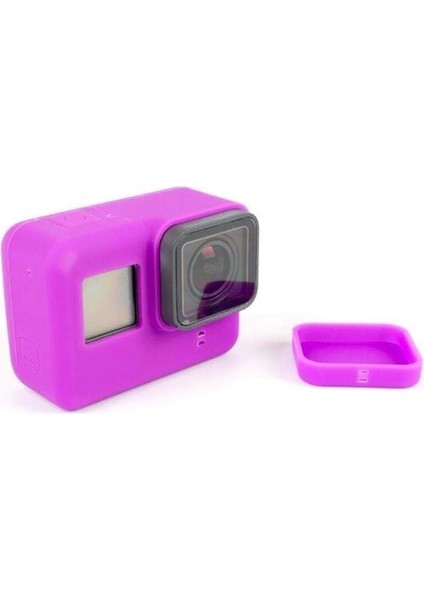 Gopro Hero 5 Uyumlu Silikon Lens ve Koruyucu Kılıf Mor