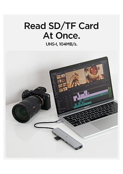 Arcdock 85W Güç Adaptörü 9in1 Usb-C Multi Hub / Çoklayıcı 9 Port / 4K 60hz / Ethernet 1gbps / MacBook PD2306 Space Gray - ACA06388