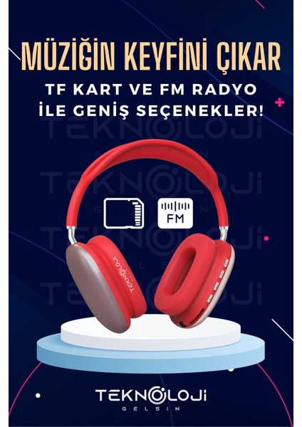 P9 Pro Bluetooth Kulaklık Kulak Üstü Stereo Extra Bass Ses Kalitesi Ios ve Android Uyumlu Aux/sd/fm fırsatları