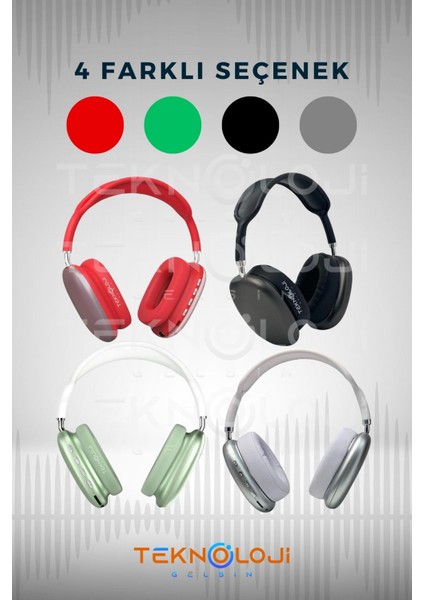 P9 Pro Bluetooth Kulaklık Kulak Üstü Stereo Extra Bass Ses Kalitesi Ios ve Android Uyumlu Aux/sd/fm indirimleri