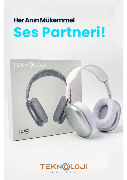 P9 Pro Bluetooth Kulaklık Kulak Üstü Stereo Extra Bass Ses Kalitesi Ios ve Android Uyumlu Aux/sd/fm