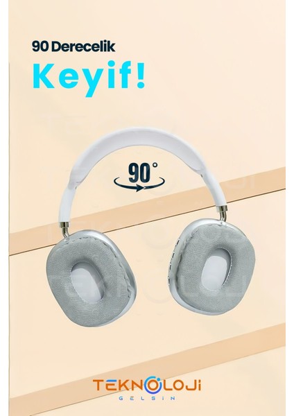 P9 Pro Bluetooth Kulaklık Kulak Üstü Stereo Extra Bass Ses Kalitesi Ios ve Android Uyumlu Aux/sd/fm