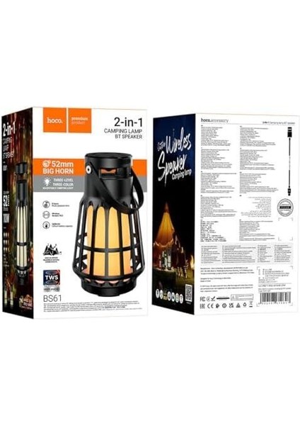 Wild Fun Kamp Işıklı Bluetooth Kablosuz Taşınabilir 10W Hoparlör, Bt V5.3