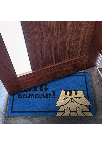Tasarımlı Dekoratif Kapı Önü Paspas, Dış Mekan/ev Içi/banyo/mutfak/yatak Odası/giriş Paspasları (Git Buradan Mavi, 45X70)