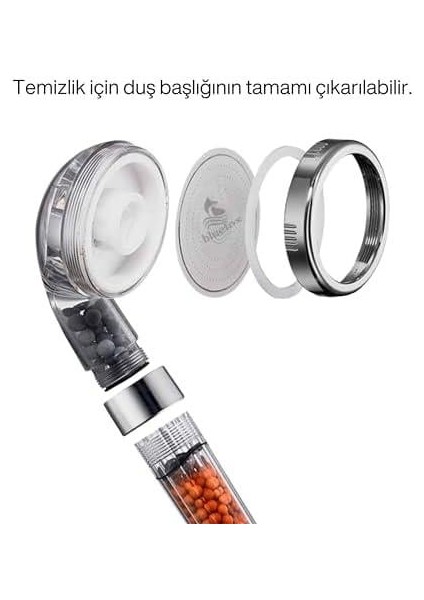 Arıtmalı Tasarruflu Duş Başlığı - 3 Fonksiyonlu Püskürtme MODLARI,%200'E Kadar Artan Su Basıncı Ve%35'e Varan Su Tasarrufu, Kireç ve Klor Azaltıcı Özellikli
