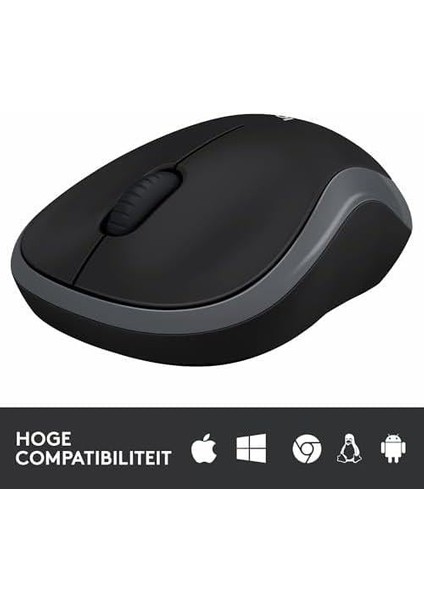 M185 Kablosuz Mouse, Pc, Mac, Dizüstü Bilgisayar Için, USB Mini Alıcı ile 2.4ghz, 1000 Dpı Optik, 12 Ay Pil Ömrü, Sağ ve Sol Elle Kullanıma Uygun, Gri